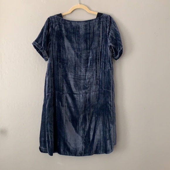 Anthropologie Floreat Crushed Blue Velvet Dress - Picture 2 of 5